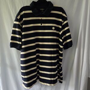 Gander Mountain 100% Cotton Men's 3XLT Striped Short Sleeve Navy Classic